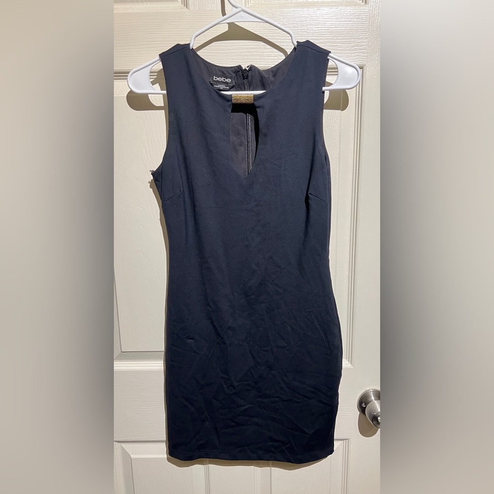 Bebe Little Black Dress – Size S/P – Sleeveless with Gold Bar Detail